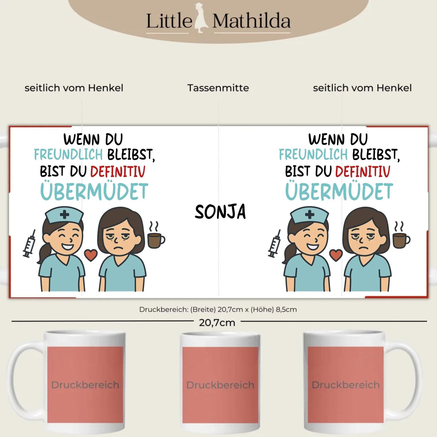 Personalisierte Keramik Tasse Druckbereich 360 Grad