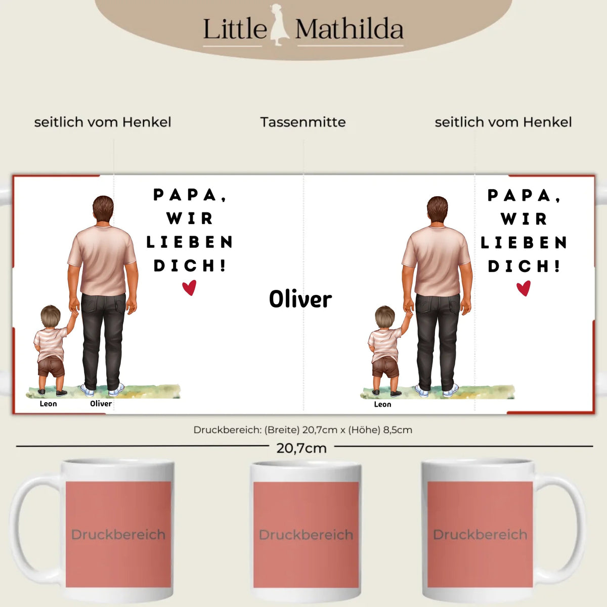 Personalisierte Papa Tasse mit Kindern und Namen – Keramiktasse | Geschenk für Vatertag & Geburtstag Little Mathilda Little Mathilda Keramik Tasse