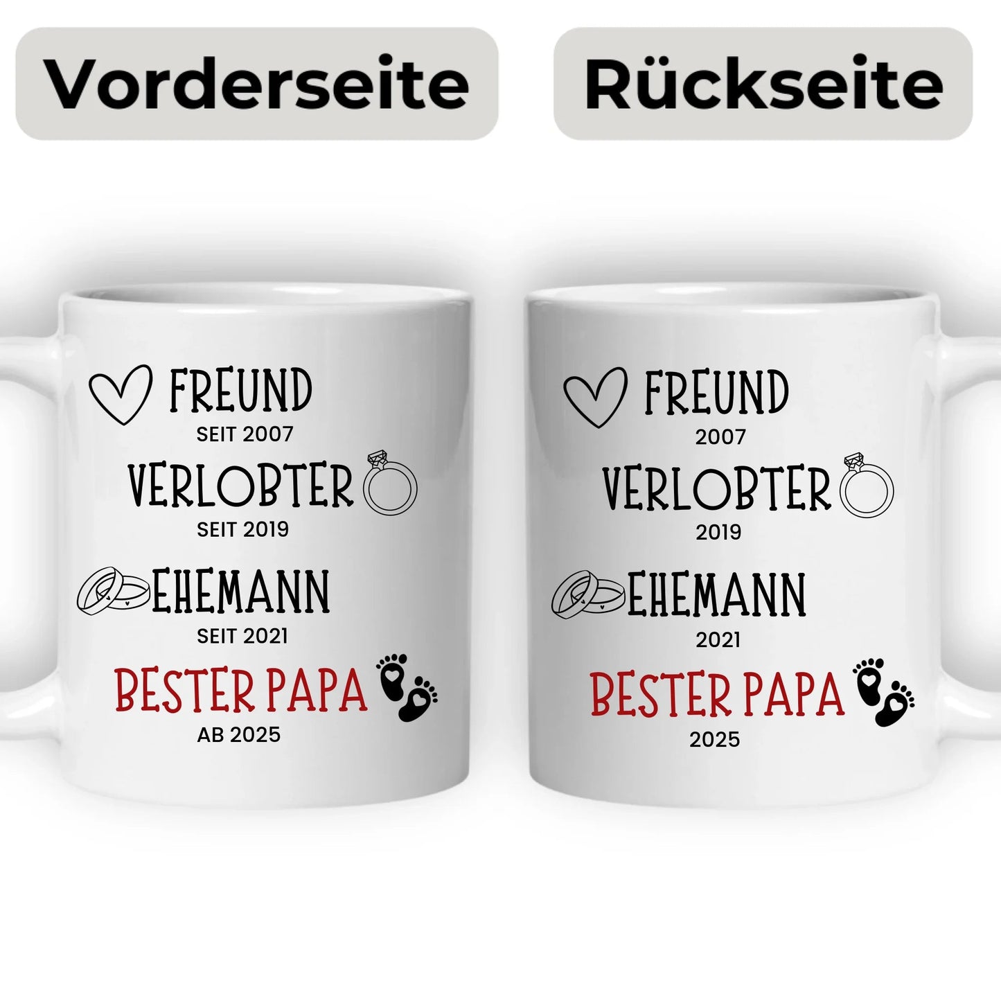 Schwangerschaft verkünden: Freund, Verlobter, Ehemann, Bester Papa Little Mathilda Little Mathilda Keramik Tasse
