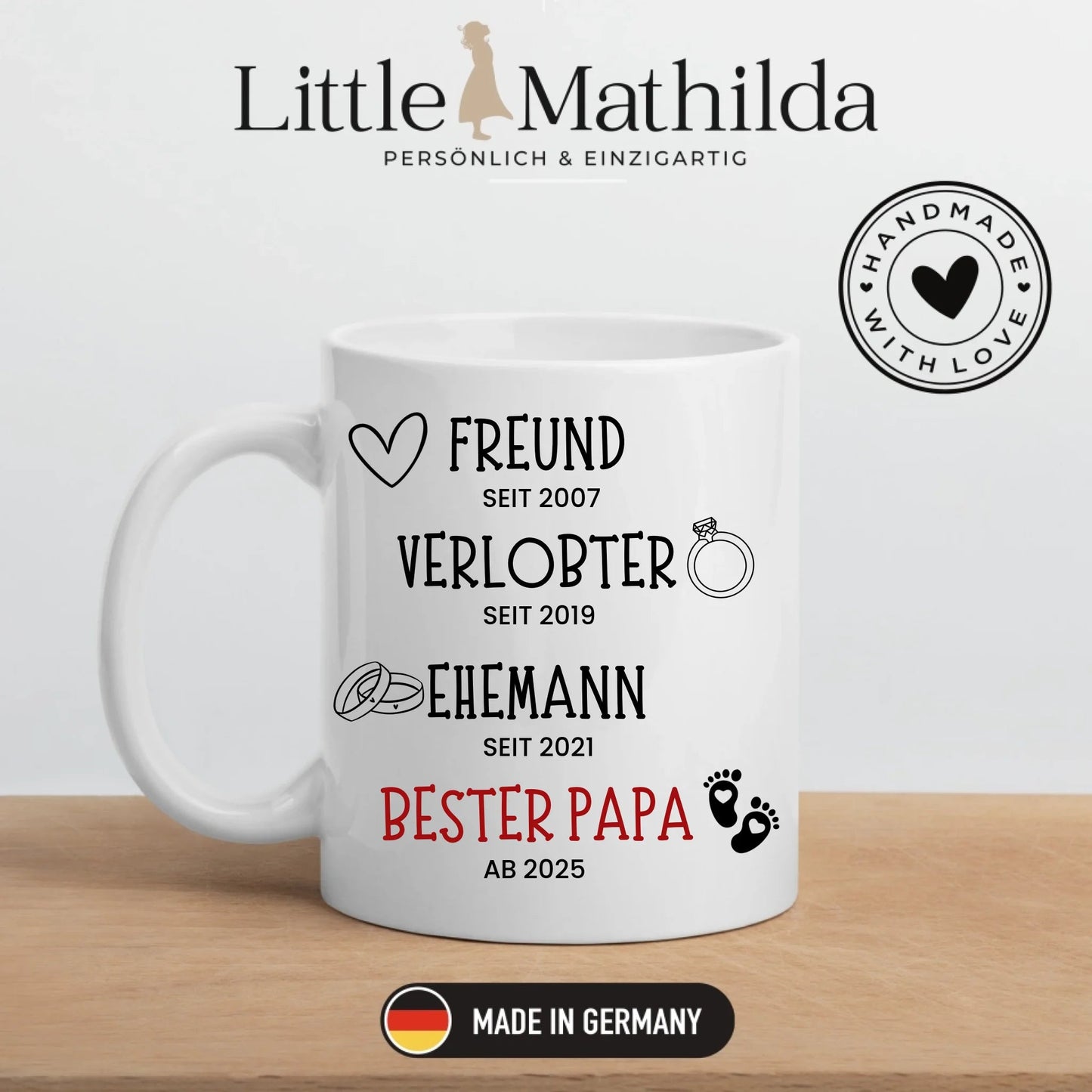 Schwangerschaft verkünden: Freund, Verlobter, Ehemann, Bester Papa Little Mathilda Little Mathilda Keramik Tasse