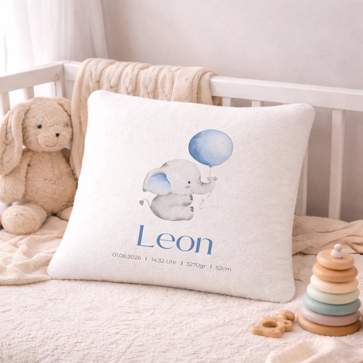 Personalisiertes Geburtsposter mit Elefant, Luftballon und Geburtsdaten Little Mathilda Little Mathilda Poster