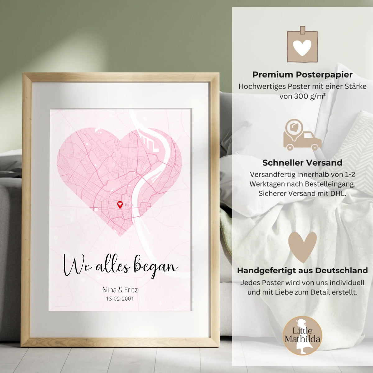Personalisiertes Stadtkartenposter - Wo Alles begann Little Mathilda Little Mathilda Poster