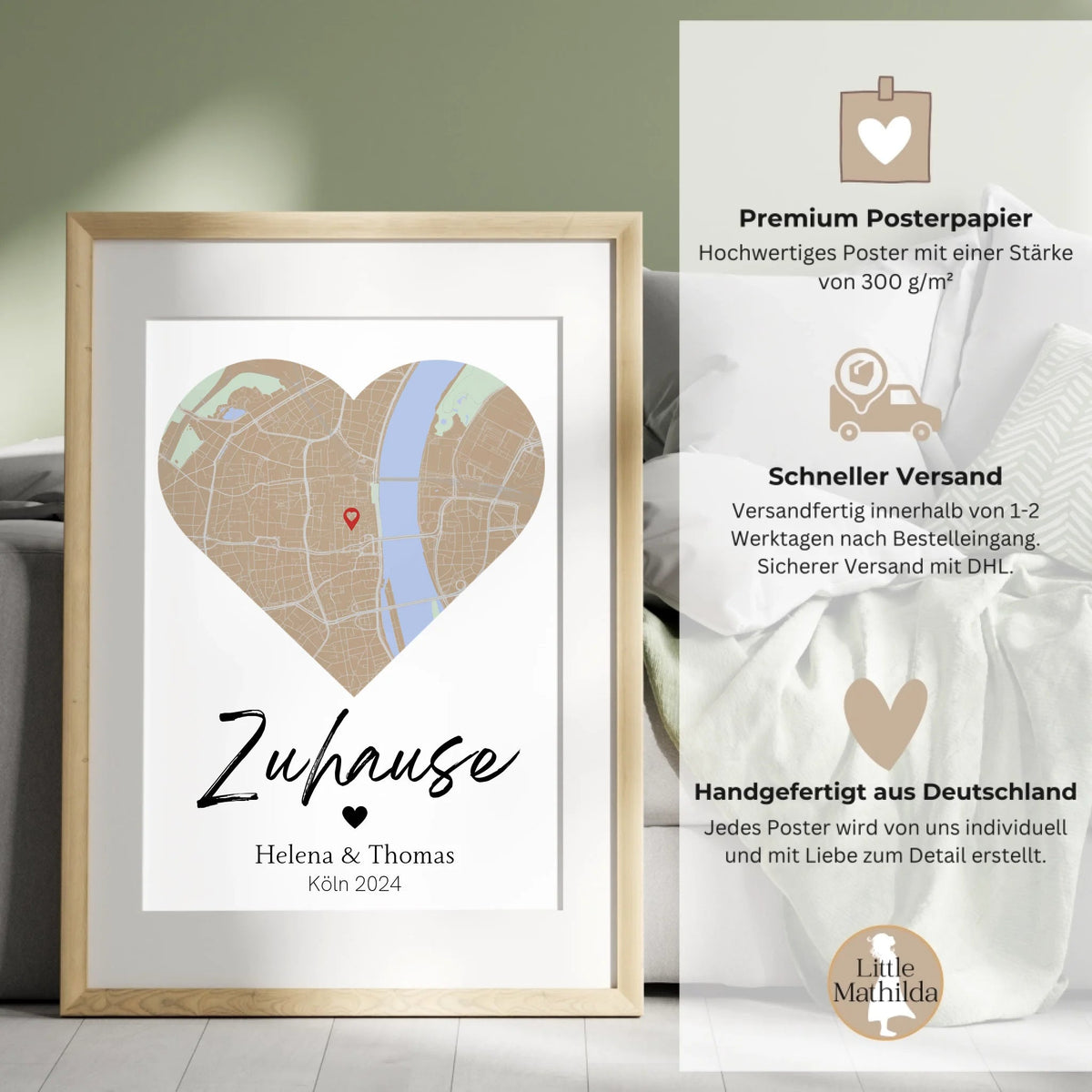 Personalisiertes Stadtkartenposter: Zuhause | Geschenk zum Einzug Little Mathilda Little Mathilda Poster