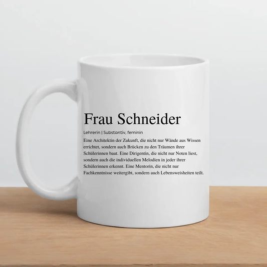 Definitionstasse Lehrerin mit Namen
