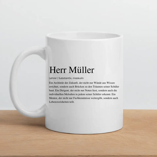 Definitionstasse Lehrer mit Namen