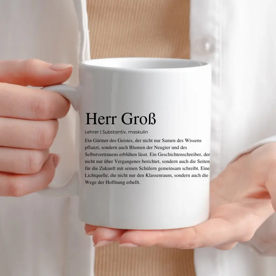 Definitionstasse Lehrer mit Namen