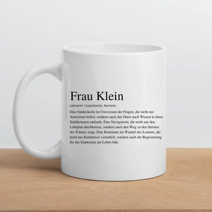 Definitionstasse Lehrer mit Namen