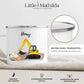 Personalisierte Emaille Kindertasse gelber Bagger