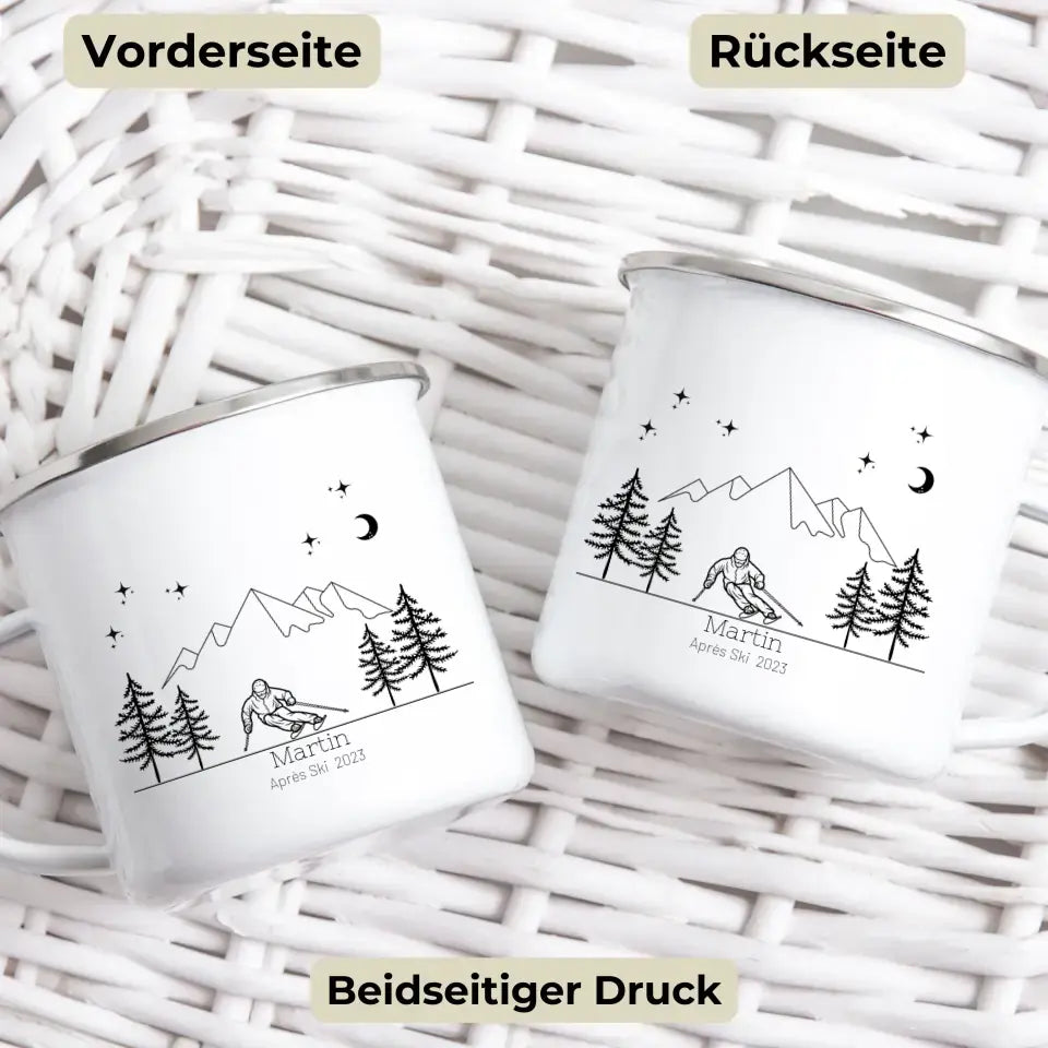 Personalisierte "Ski Emaille Tasse"