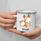 Emaille Kindertasse Waldtiere mit Namen