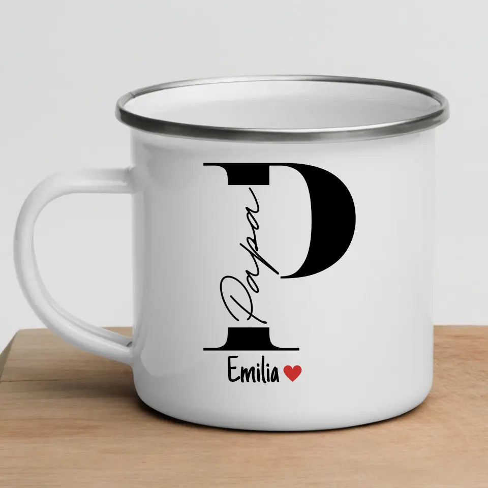 Papa Tasse mit Namen der Kinder