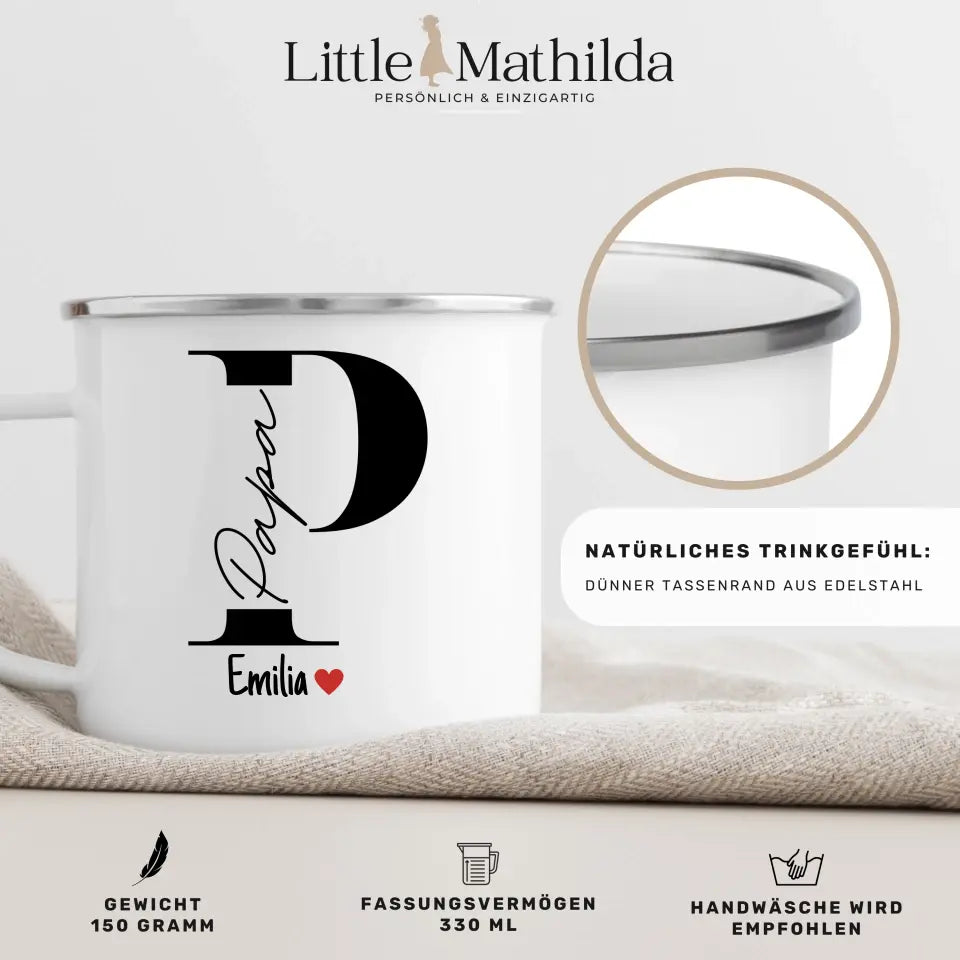 Papa Tasse mit Namen der Kinder