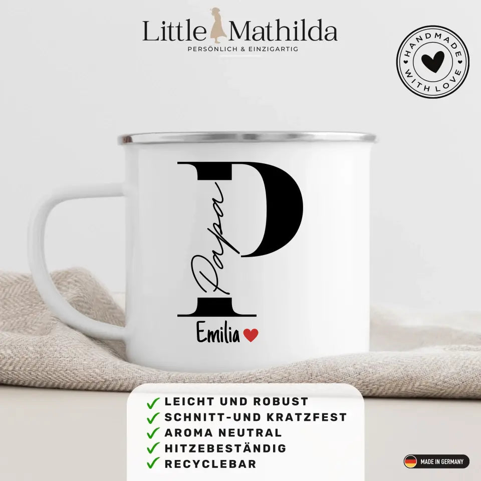 Papa Tasse mit Namen der Kinder