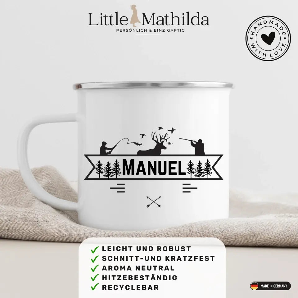 Tasse de chasseur et de pêcheur avec nom