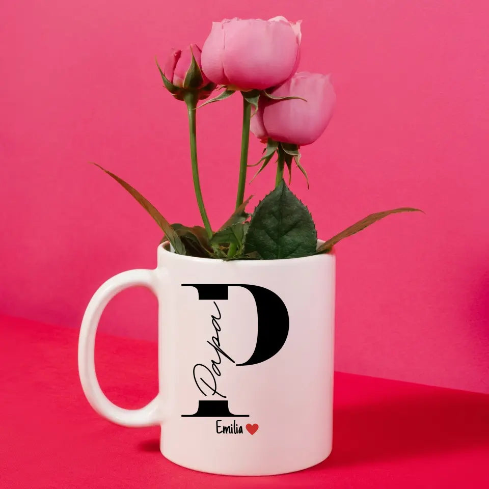 Papa Tasse mit Namen der Kinder