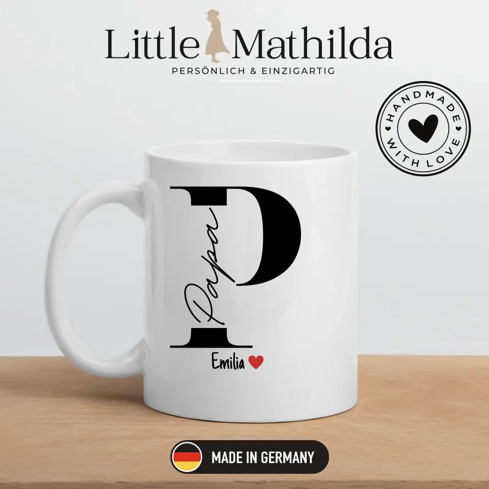 Papa Tasse mit Namen der Kinder