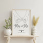 Hochzeitsposter: Mrs. & Mr. "haltende Hände"