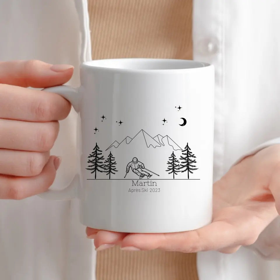 Personalisierte "Ski Emaille Tasse"