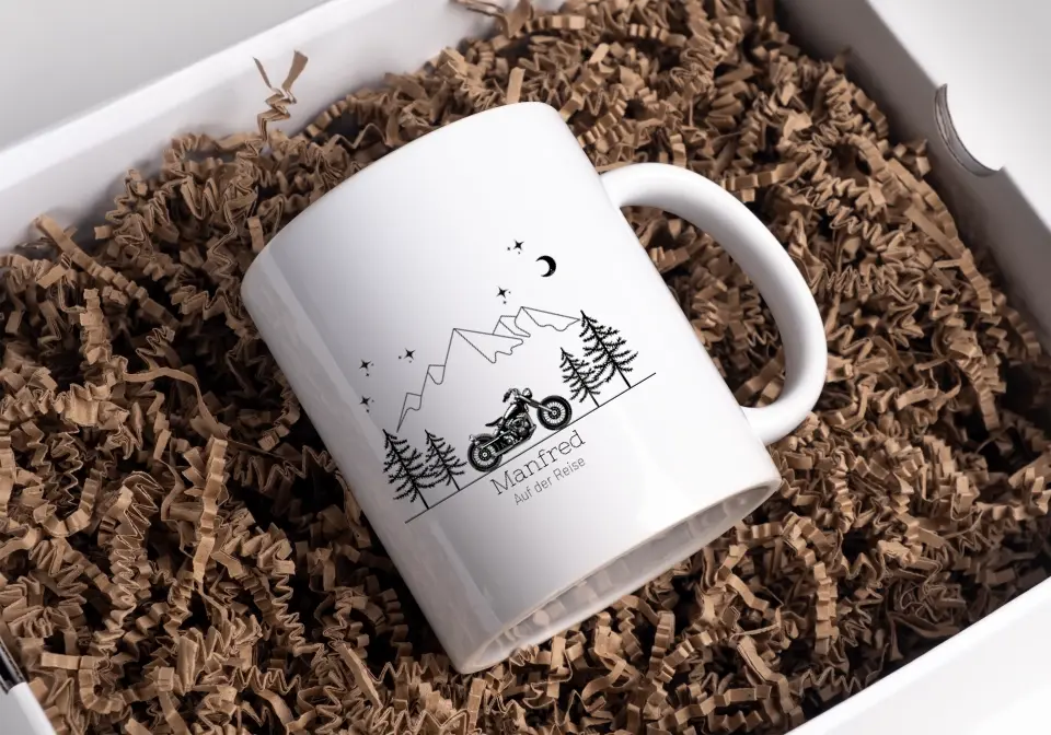 Retro Motorrad Camping Tasse