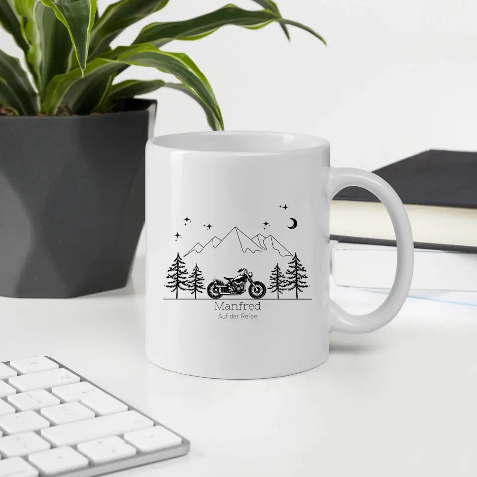 Retro Motorrad Camping Tasse