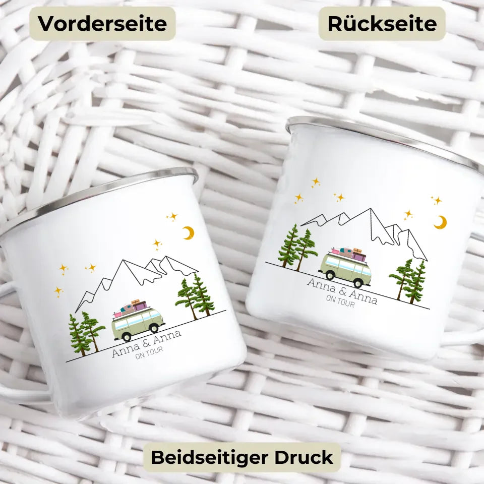 Bunter Reisecamper mit Gepäck
