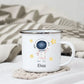 Personalisierte Emaille Kindertasse "Hallo" Astronaut