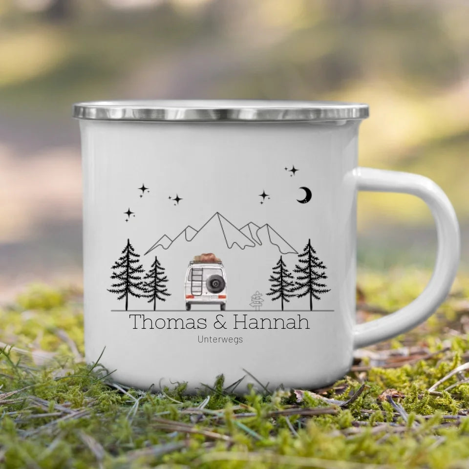 Emaille Tasse "Aquarell Camper"