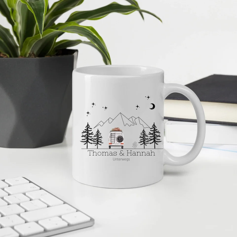 Emaille Tasse "Aquarell Camper"