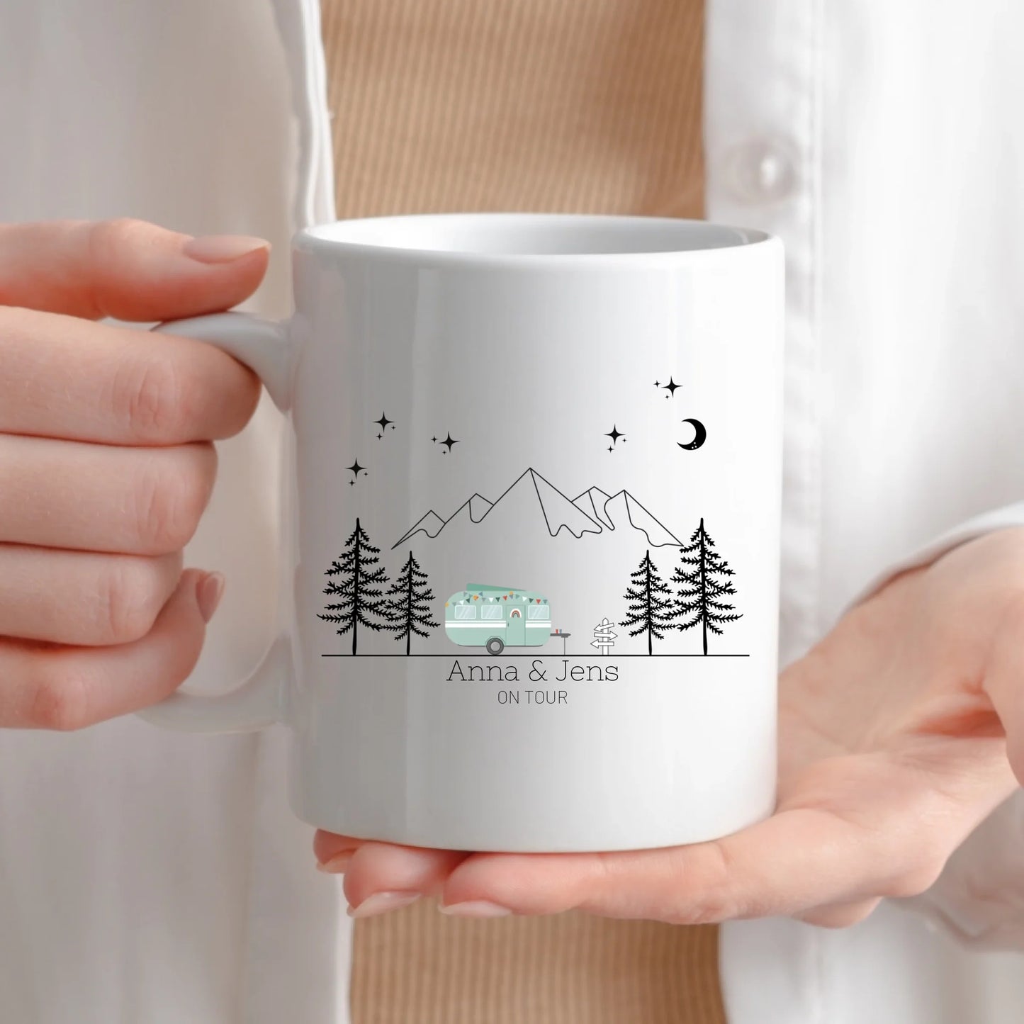 Emaille Tasse "Grüner Hippie"