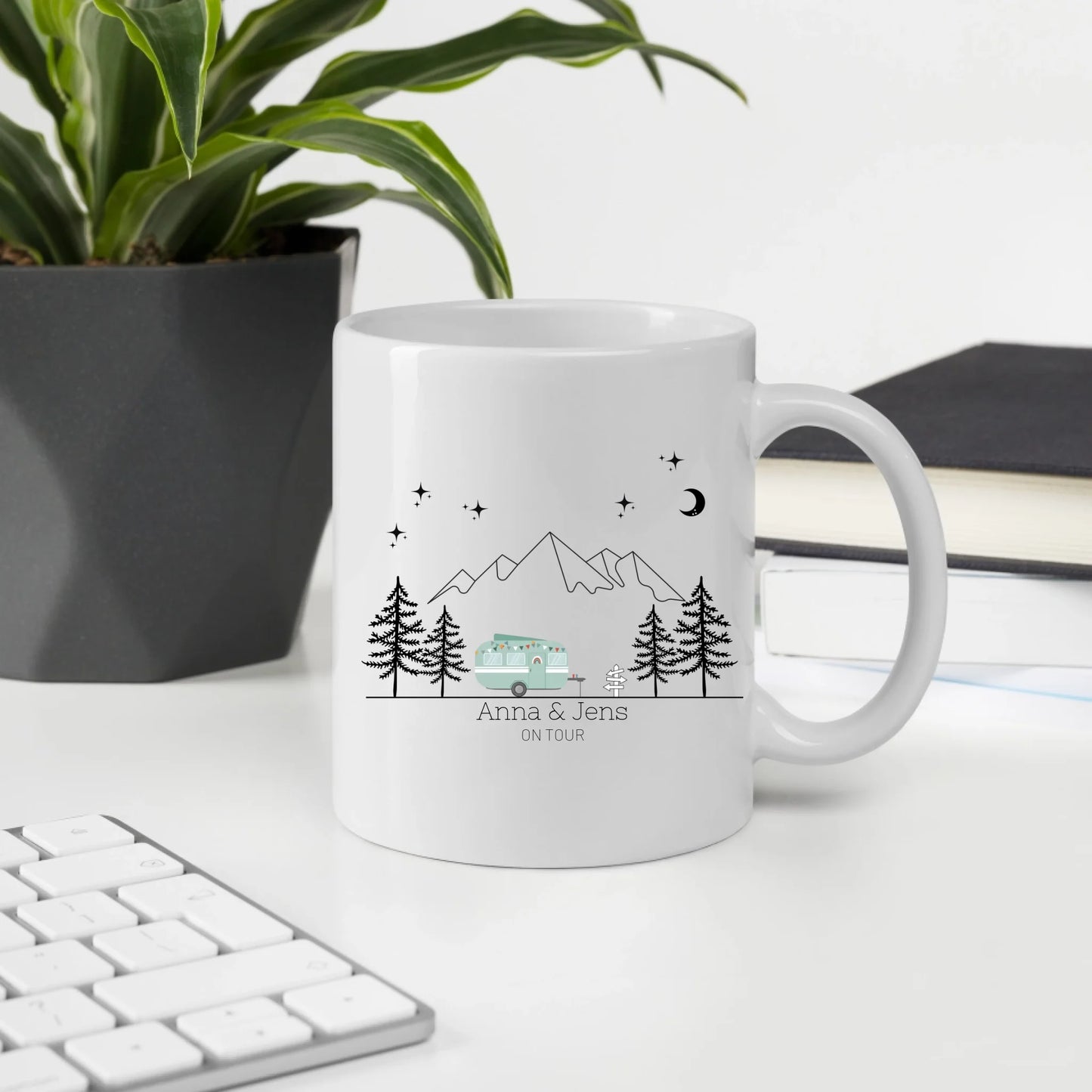 Emaille Tasse "Grüner Hippie"
