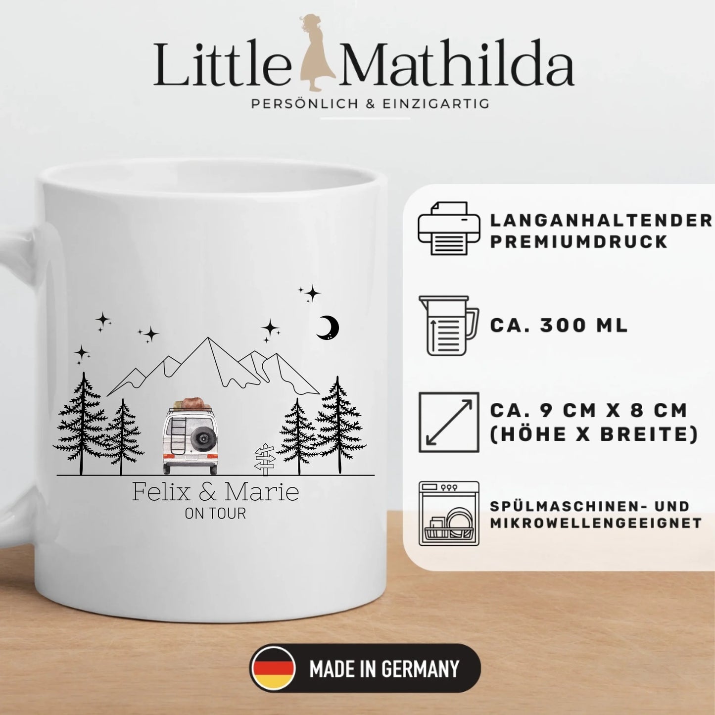 Emaille Tasse "Aquarell Camper"