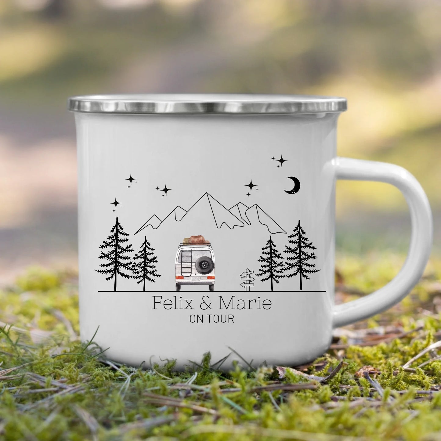 Emaille Tasse "Aquarell Camper"