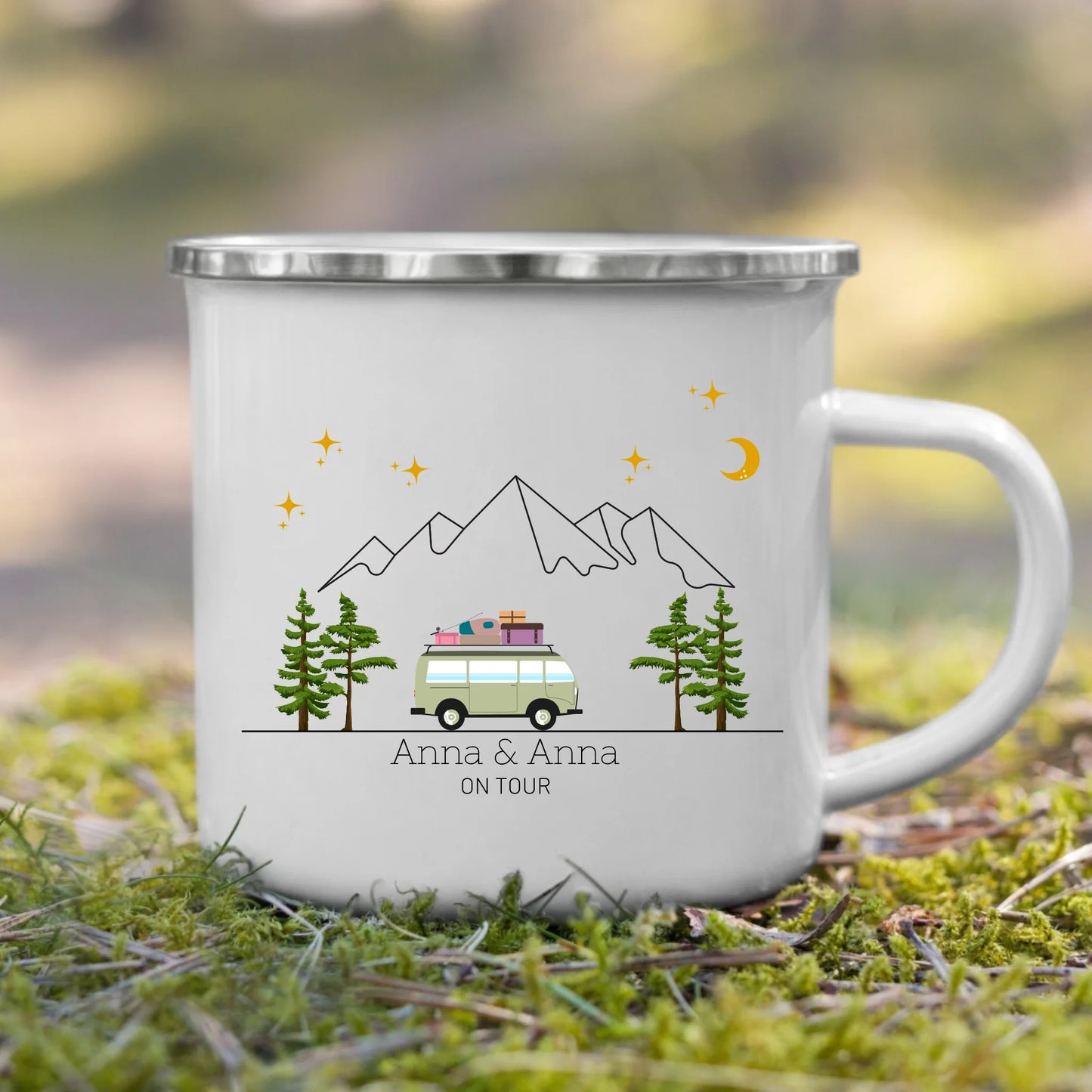 Bunter Reisecamper mit Gepäck