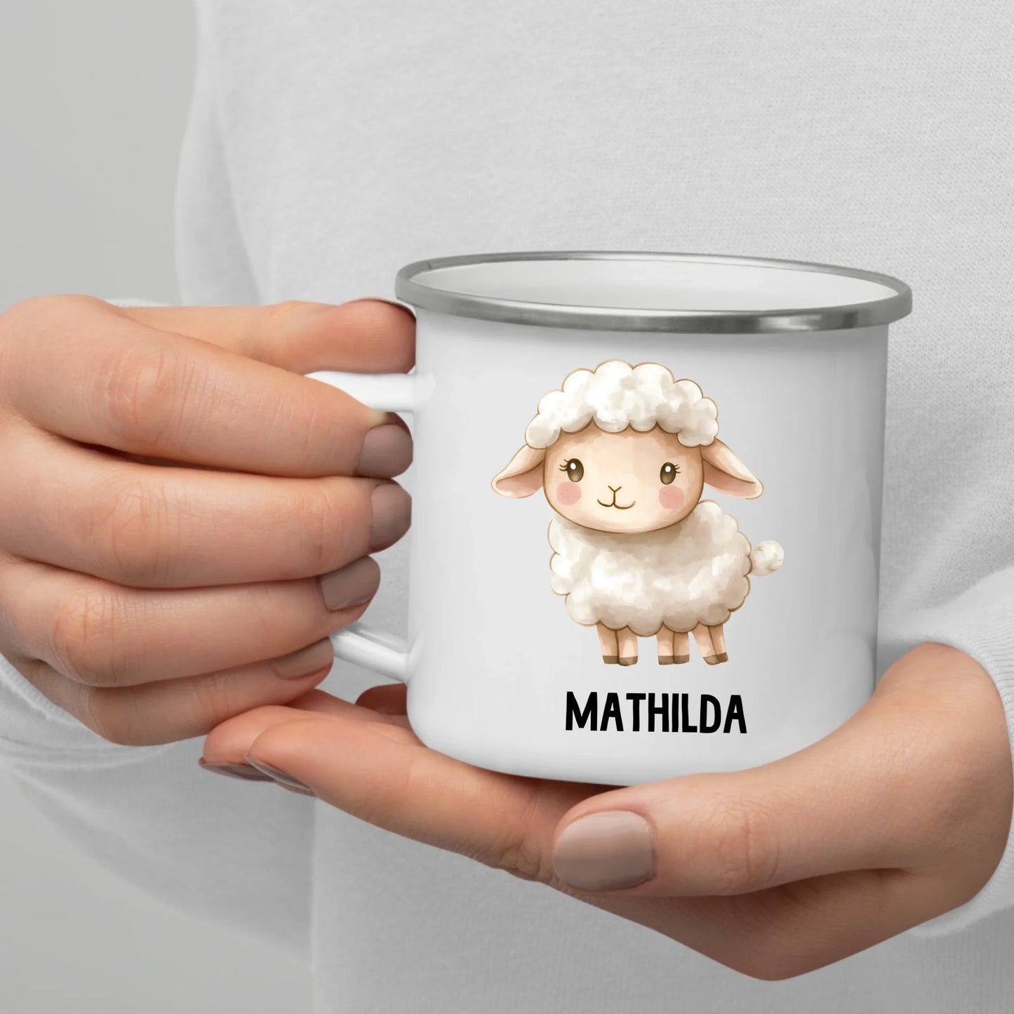 Personalisierte Kindertasse Schaf mit Namen