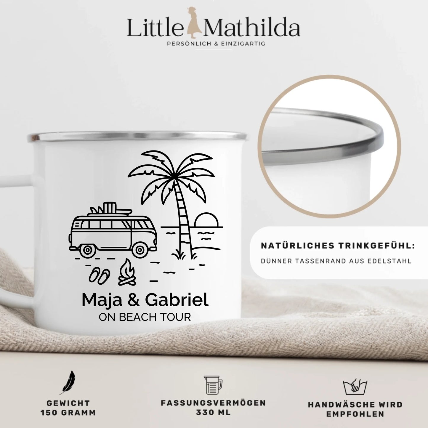 Emaille Camping Tasse Sommerurlaub