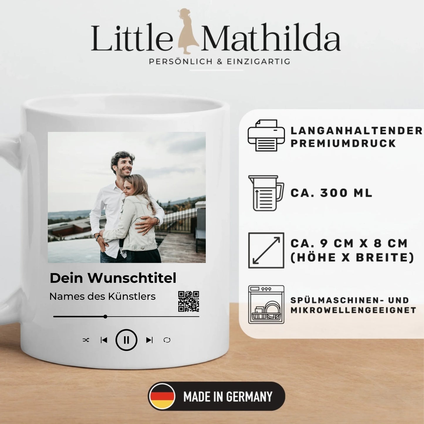 Personalisierte Keramik Tasse mit deinem Lieblingsong