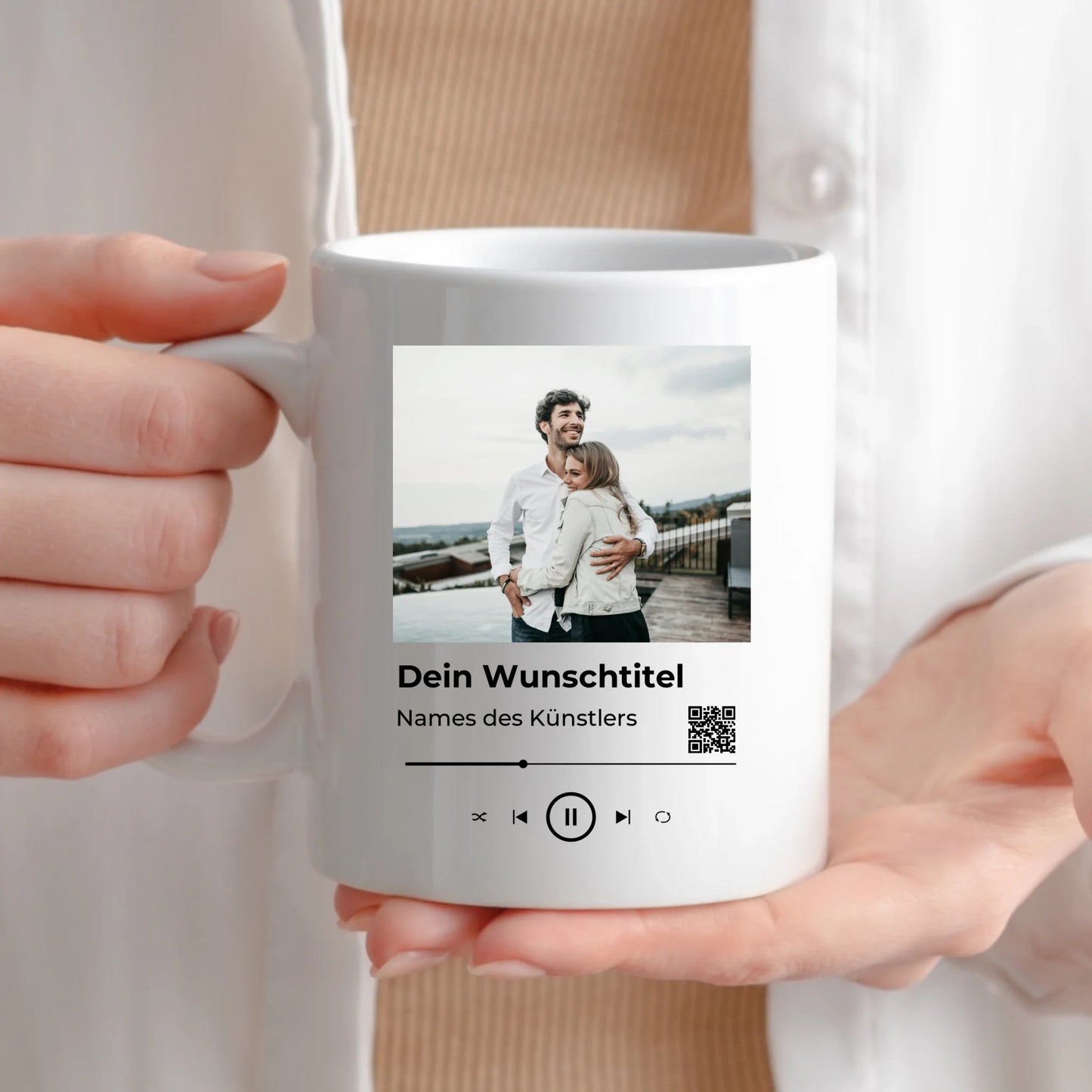 Personalisierte Keramik Tasse mit deinem Lieblingsong