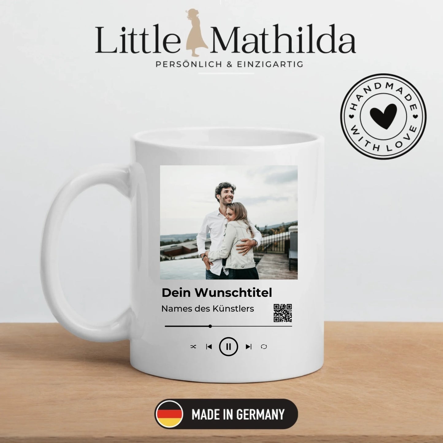 Personalisierte Keramik Tasse mit deinem Lieblingsong