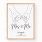 Hochzeitsposter: Mrs. & Mr. "haltende Hände"