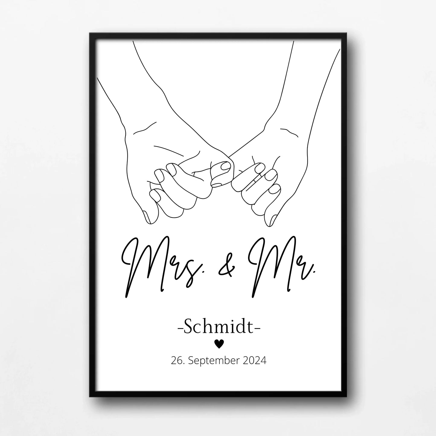 Hochzeitsposter: Mrs. & Mr. "haltende Hände"