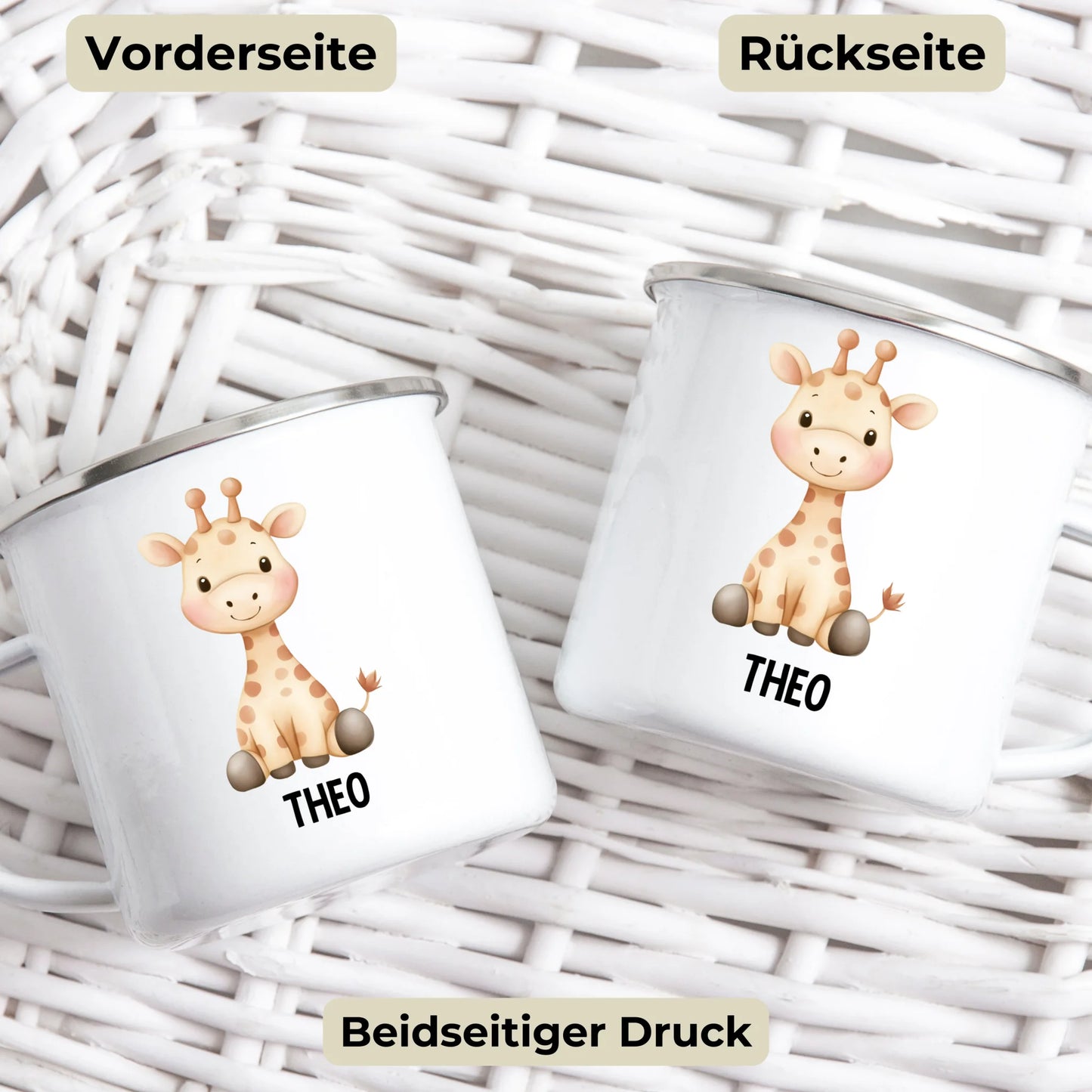 Personalisierte Kindertasse Giraffe mit Namen