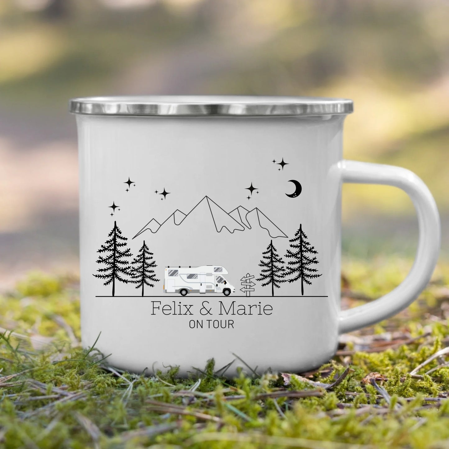 Emaille Camping Tasse realistisches Wohnmobil