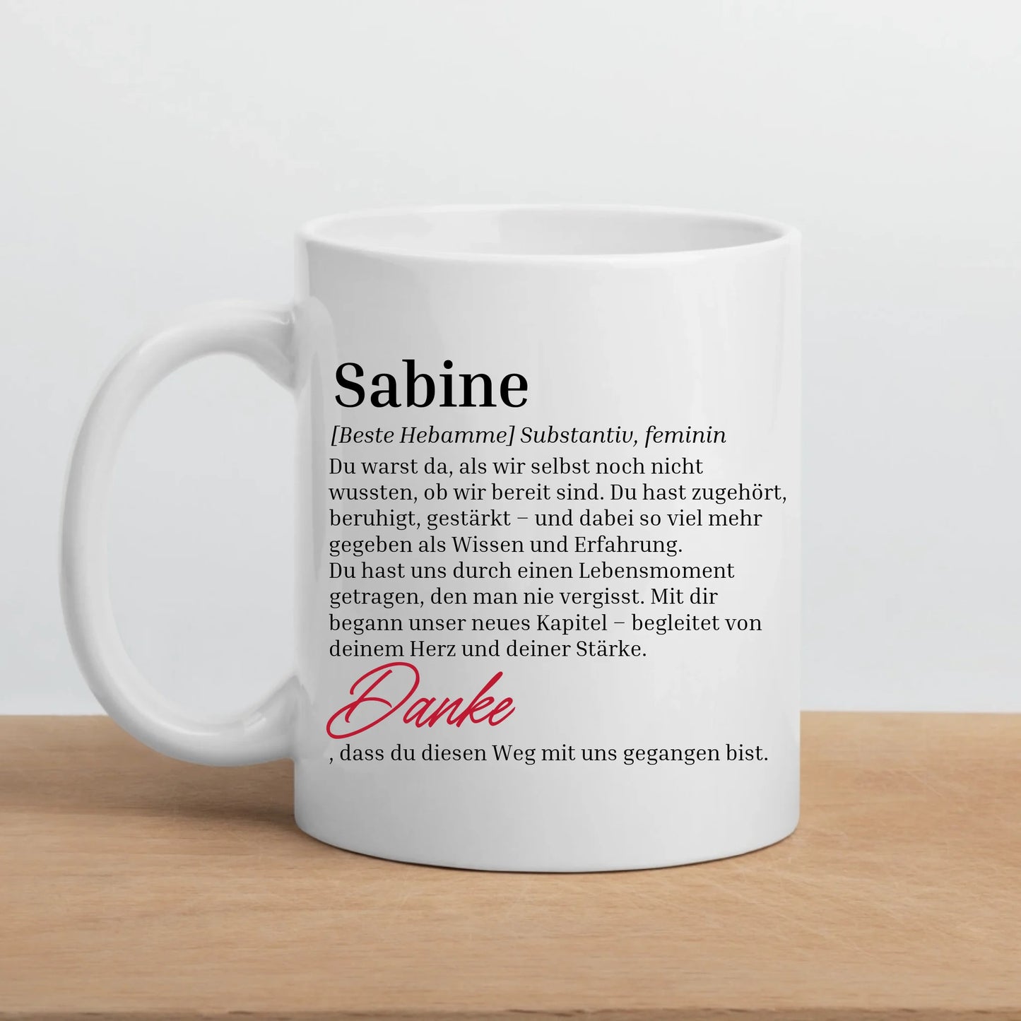 Geschenktasse für Hebammen mit Personalisierung