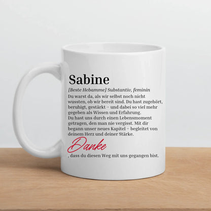 Geschenktasse für Hebammen mit Personalisierung