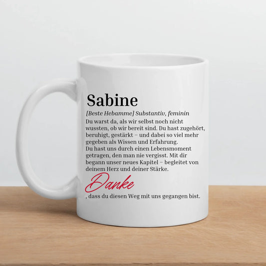 Geschenktasse für Hebammen mit Personalisierung