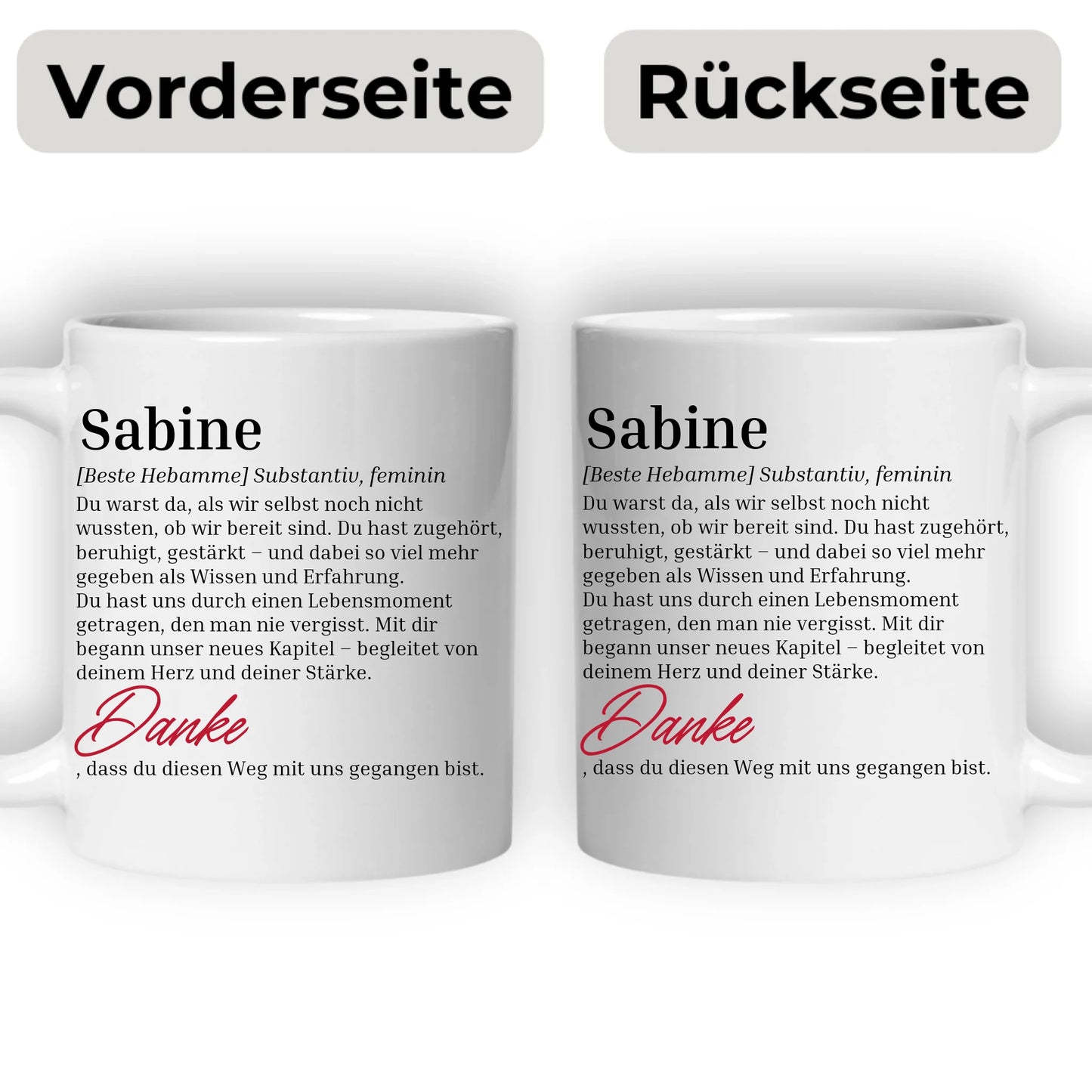 Geschenktasse für Hebammen mit Personalisierung