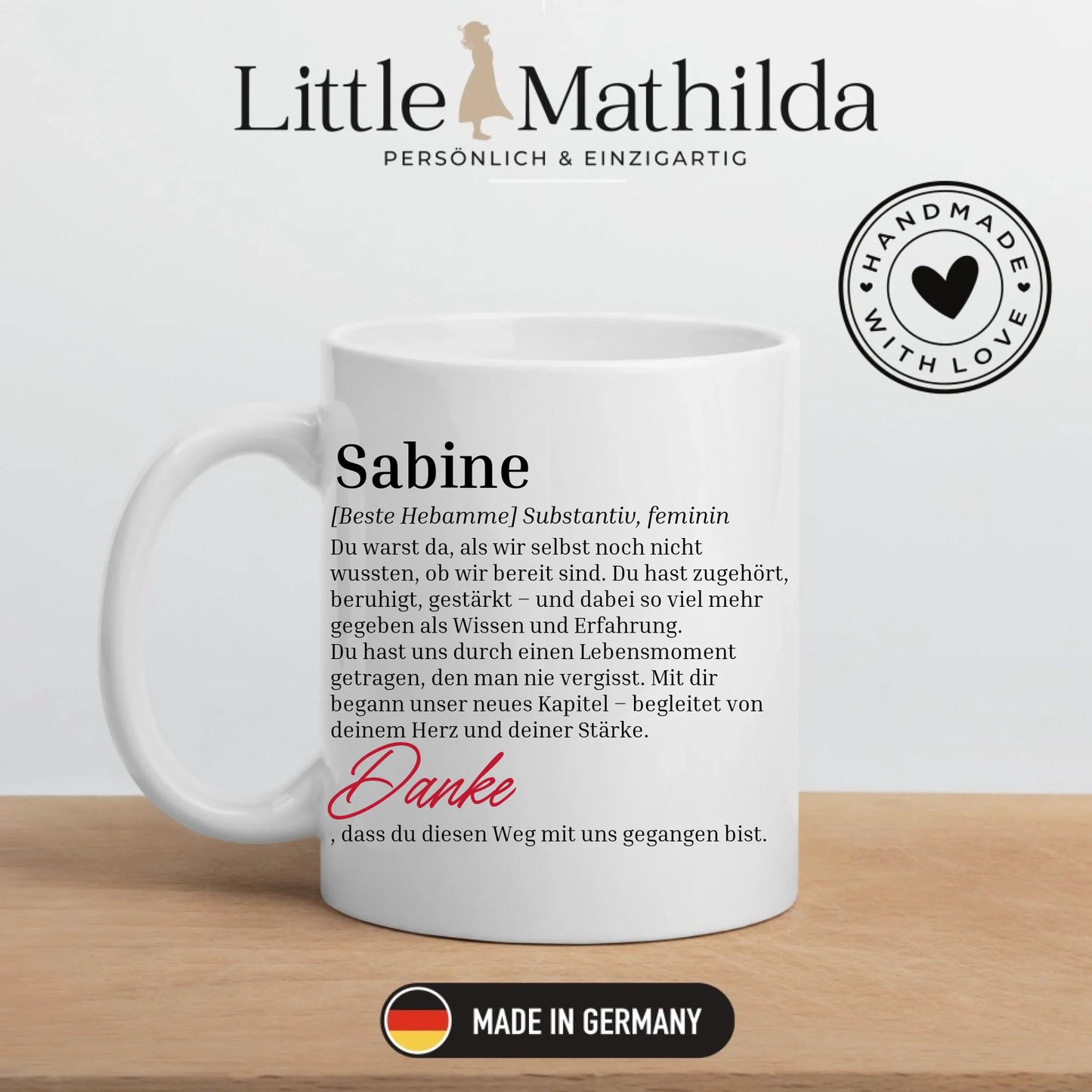 Geschenktasse für Hebammen mit Personalisierung