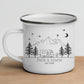 Emaille Camping Tasse mit Wohnmobil Illustration