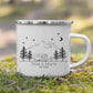 Emaille Camping Tasse mit Wohnmobil Illustration