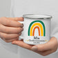 Mug enfant émaillé personnalisé mug émaillé arc-en-ciel vert pour première communion